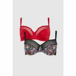 Gorgeous Dd 2 Pack Pansy Floral Minimiser Bra For Female