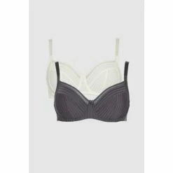 Gorgeous Dd 2 Pack Jacquard Stripe Non Pad Balcony Bra For Female