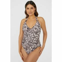 Gorgeous Animal Non Pad Plunge Tankini Top For Female